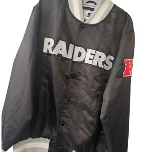 Starter Raiders Satin Bomber‎ Jacket NFL AFC Patch XL Vtg Style Y2K Era